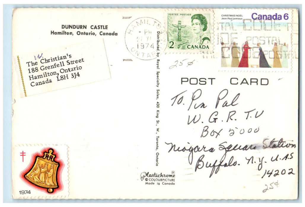 1974 Dundurn Castle Hamilton Ontario Canada Posted Vintage Postcard