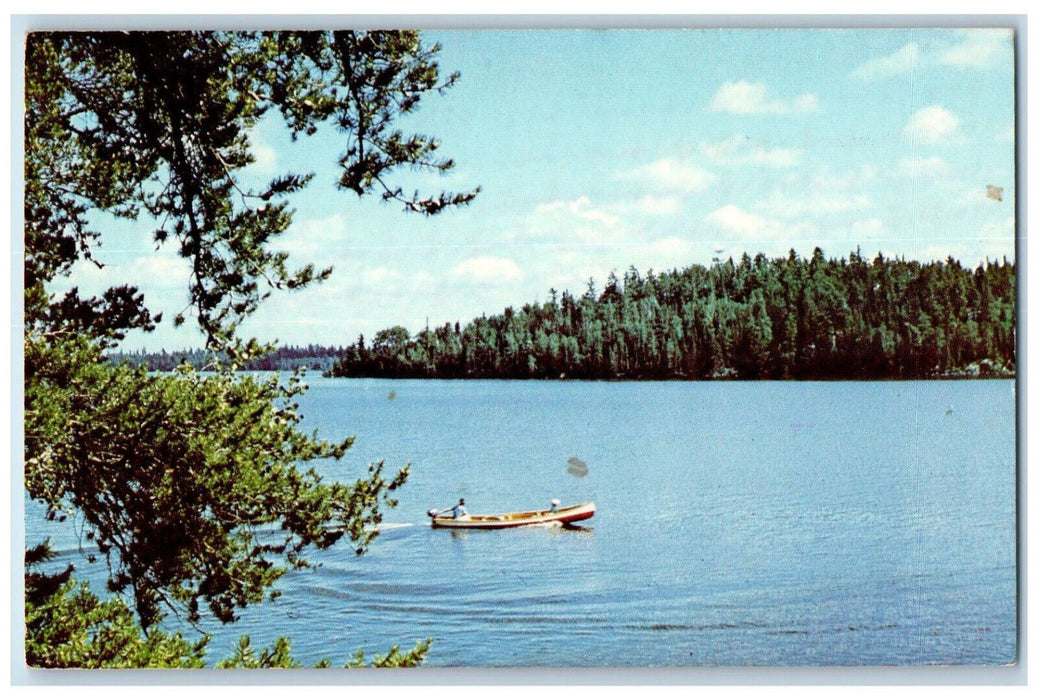 c1960's Boating on Northern Lake Greetings from Marmora Ontario Canada Postcard