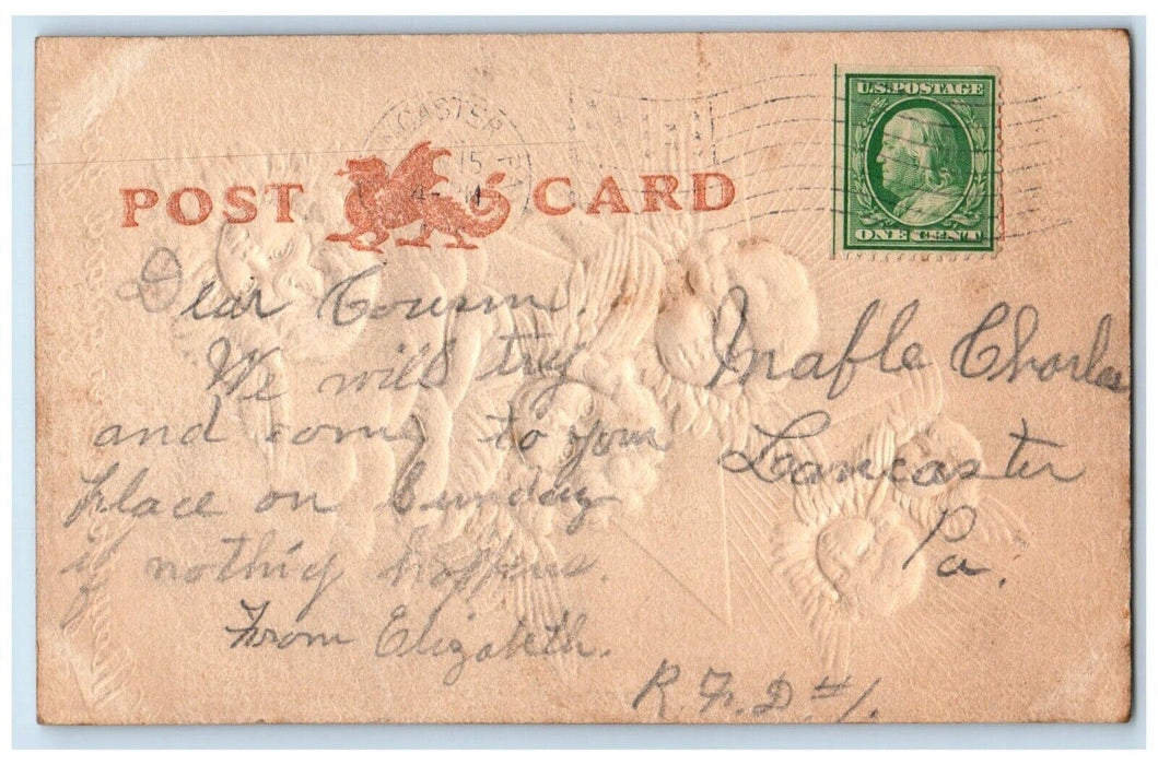 c1910's Holy Angels Heads Star Embossed Lancaster PA Posted Antique Postcard