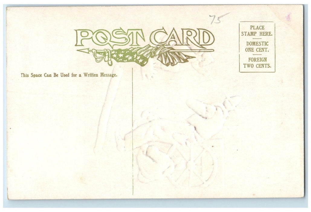 c1910's Dispute Over The Line Fence Gun Wagon Embossed Unposted Antique Postcard
