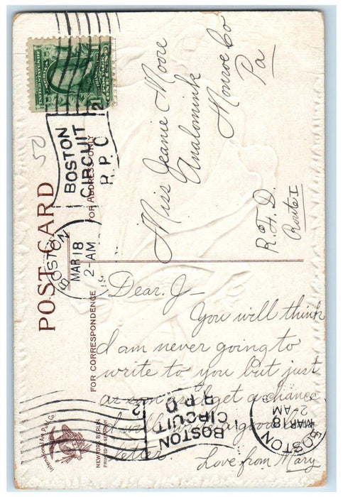 c1910's St. Patrick's Day Pretty Woman Shamrock Ellen Clapsaddle Posted Postcard