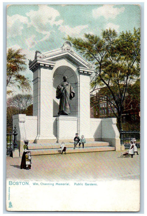 c1905 WM Channing Memorial Public Gardens Boston MA Tuck Art Postcard