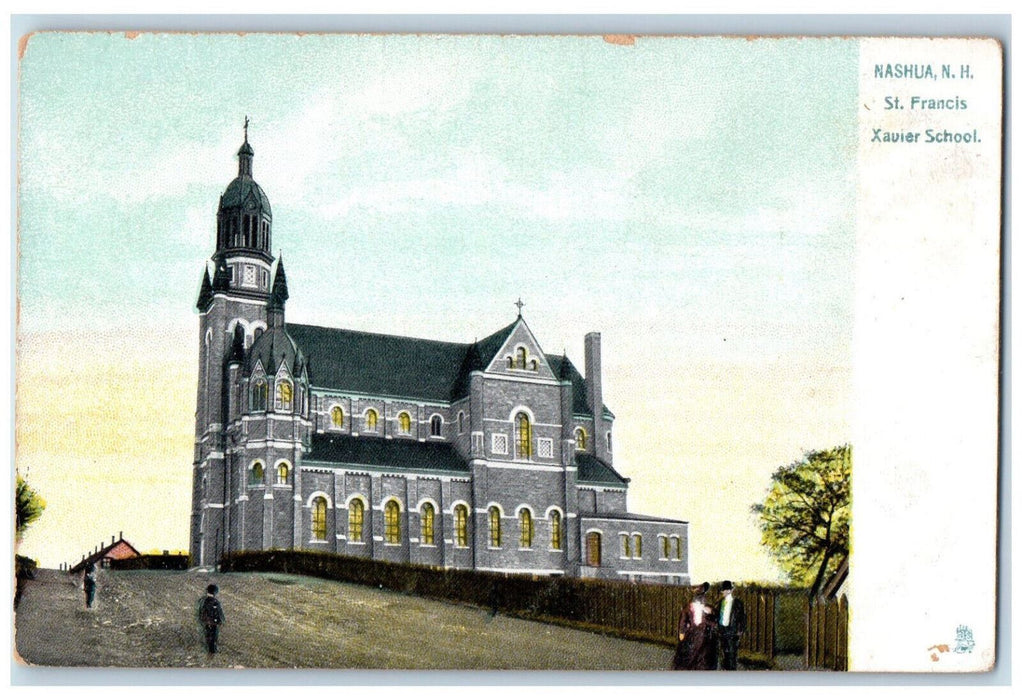 1907 St. Francis Xavier School Nashua NH Raphotype Tuck Art Postcard