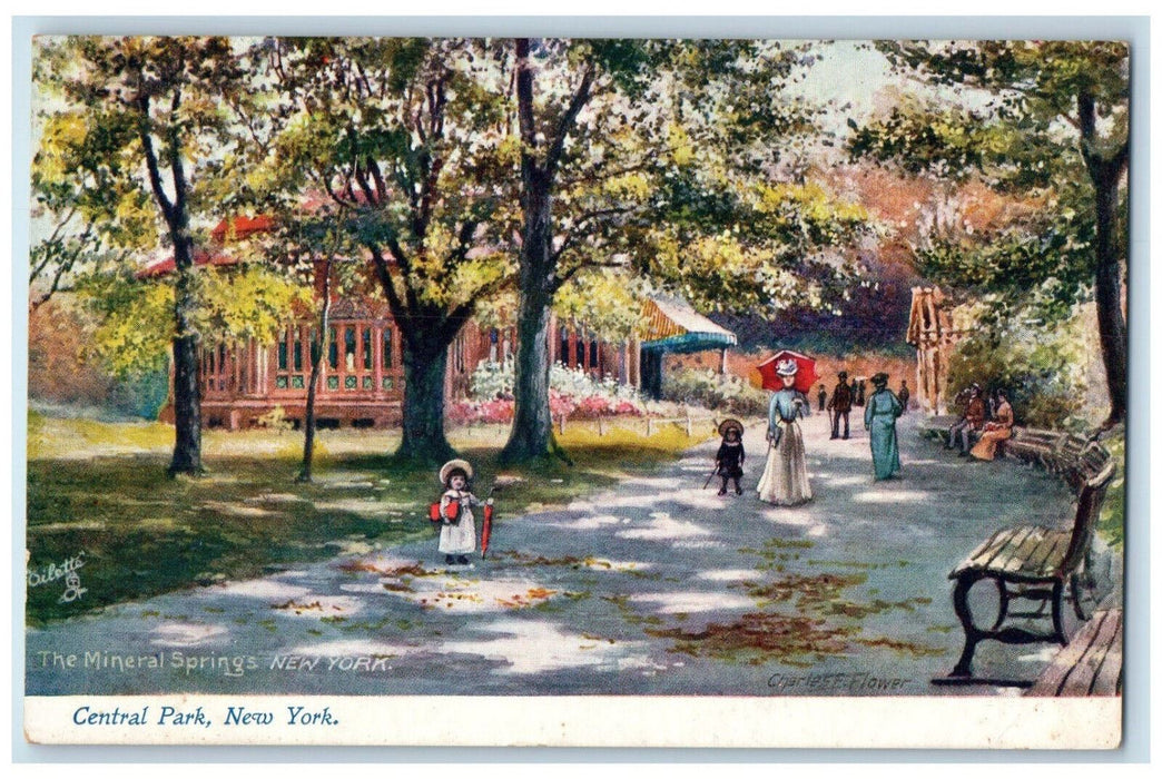 c1905 Central Park The Mineral Springs New York NY Tuck Art Postcard
