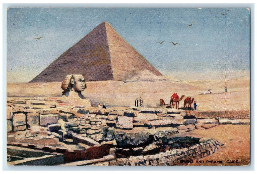 c1910 Sphinx and Pyramid Cairo Picturesque Egypt Oilette Tuck Art Postcard
