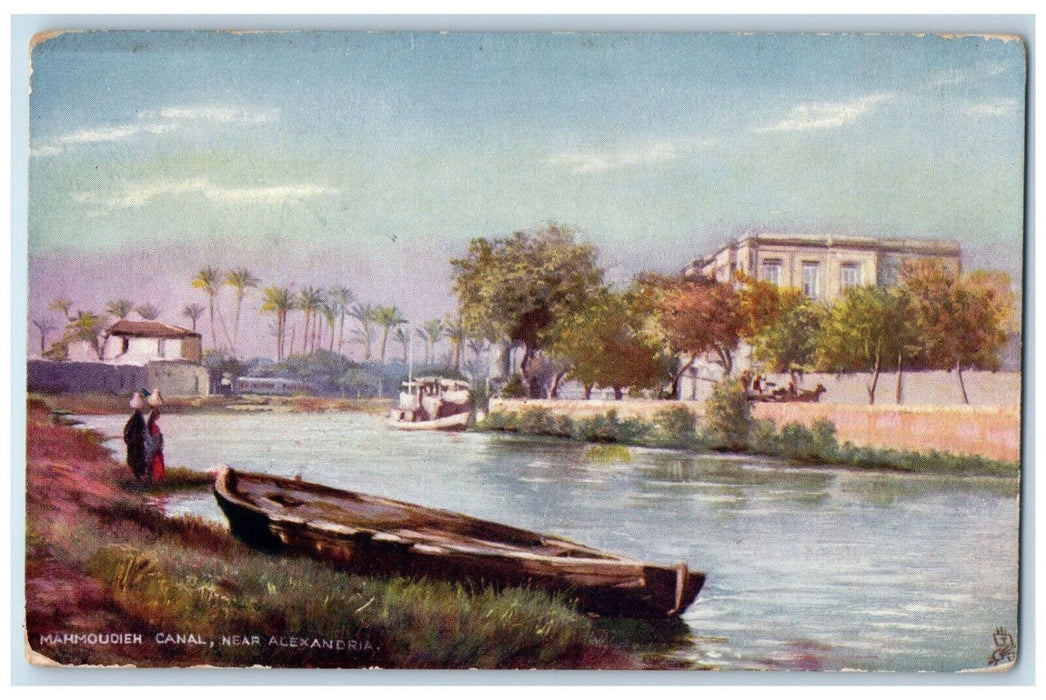 c1910 Mahmoudieh Canal Alexandria Egyptian Gazette Oilette Tuck Art Postcard