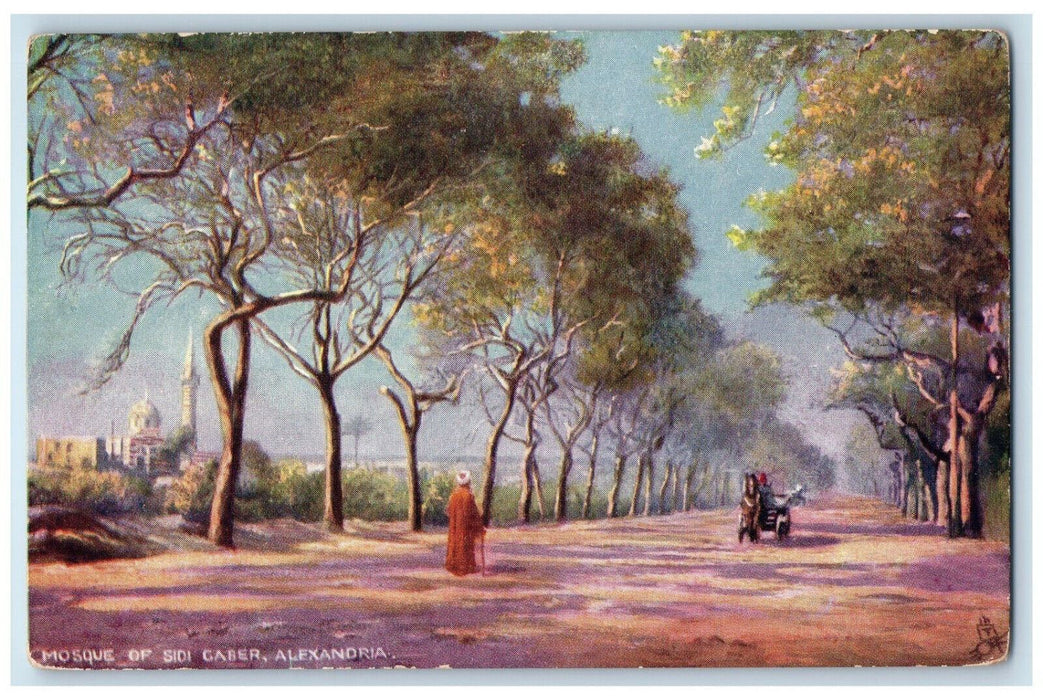 c1910 Sidi Gaber Mosque Alexandria Egyptian Gazette Oilette Tuck Art Postcard