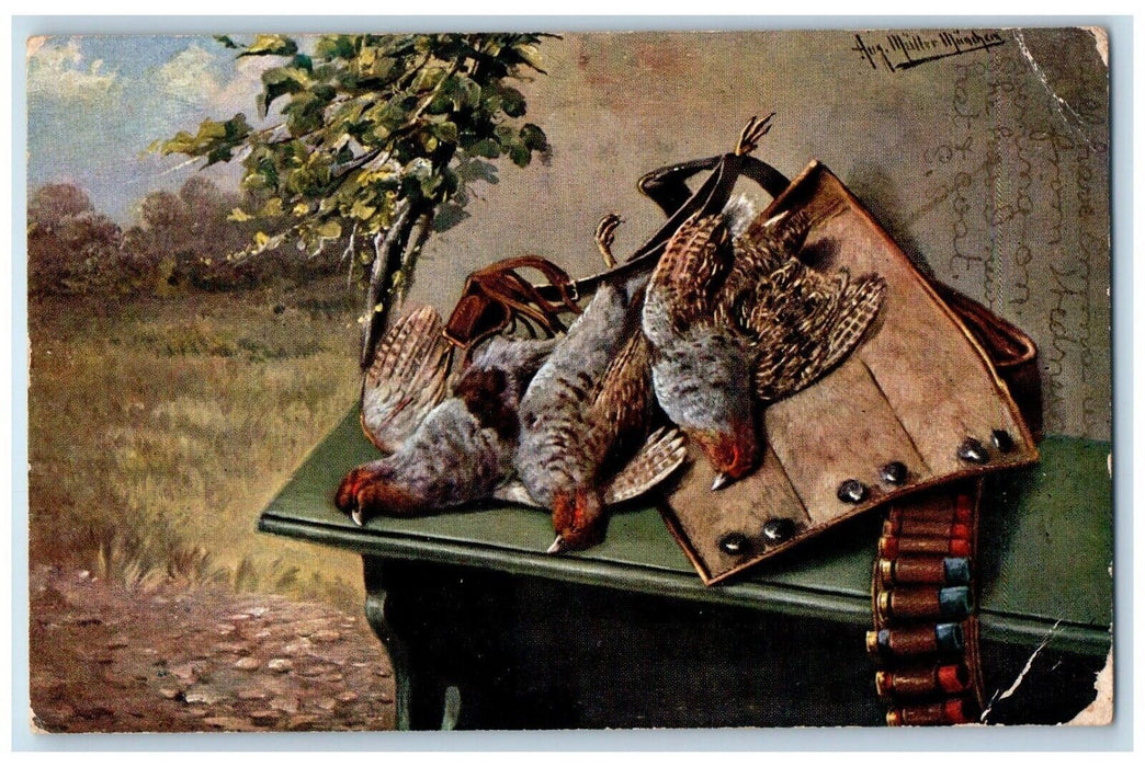 1907 Pheasant Hunting Field Waynesboro Pennsylvania PA Posted Antique Postcard