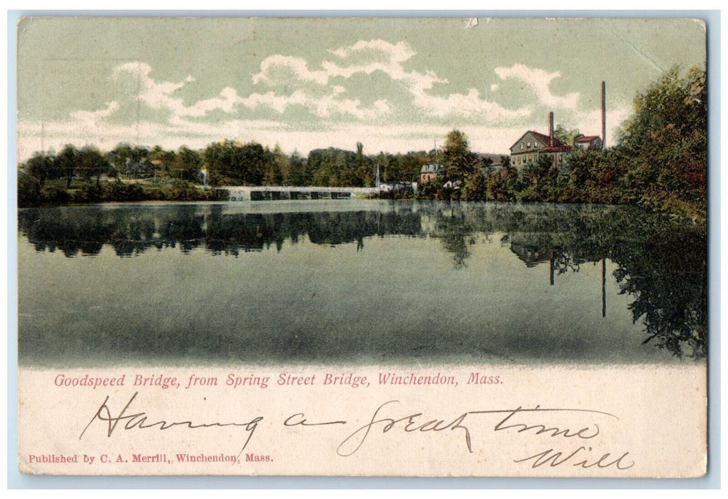 Goodspeed Bridge From Spring Street Bridge Winchendon Massachusetts MA Postcard