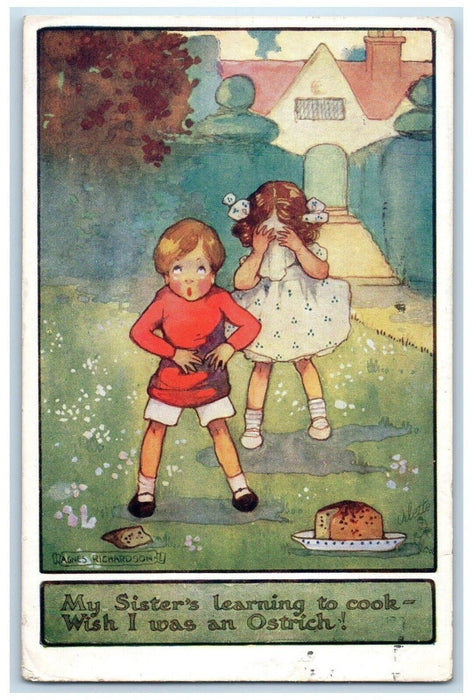 c1910's Little Girl Crying Bread My Sisters Learning To Cook Tuck's Postcard