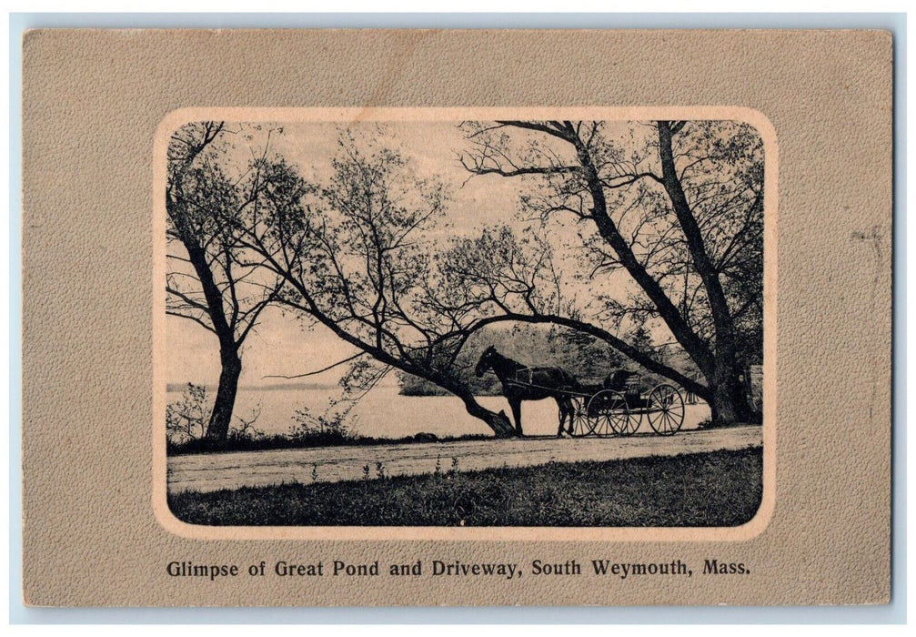 Glimpse Of Great Pond And Driveway South Weymouth Massachusetts MA Postcard