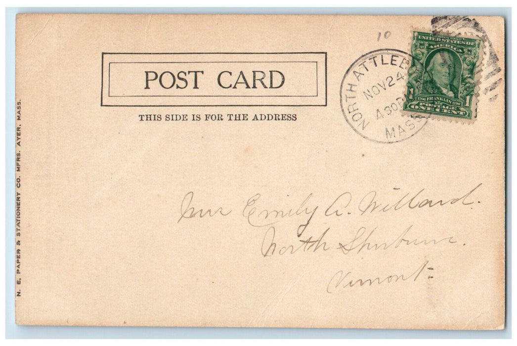 Episcopal Church And Public Library Wrentham Massachusetts MA Vintage Postcard