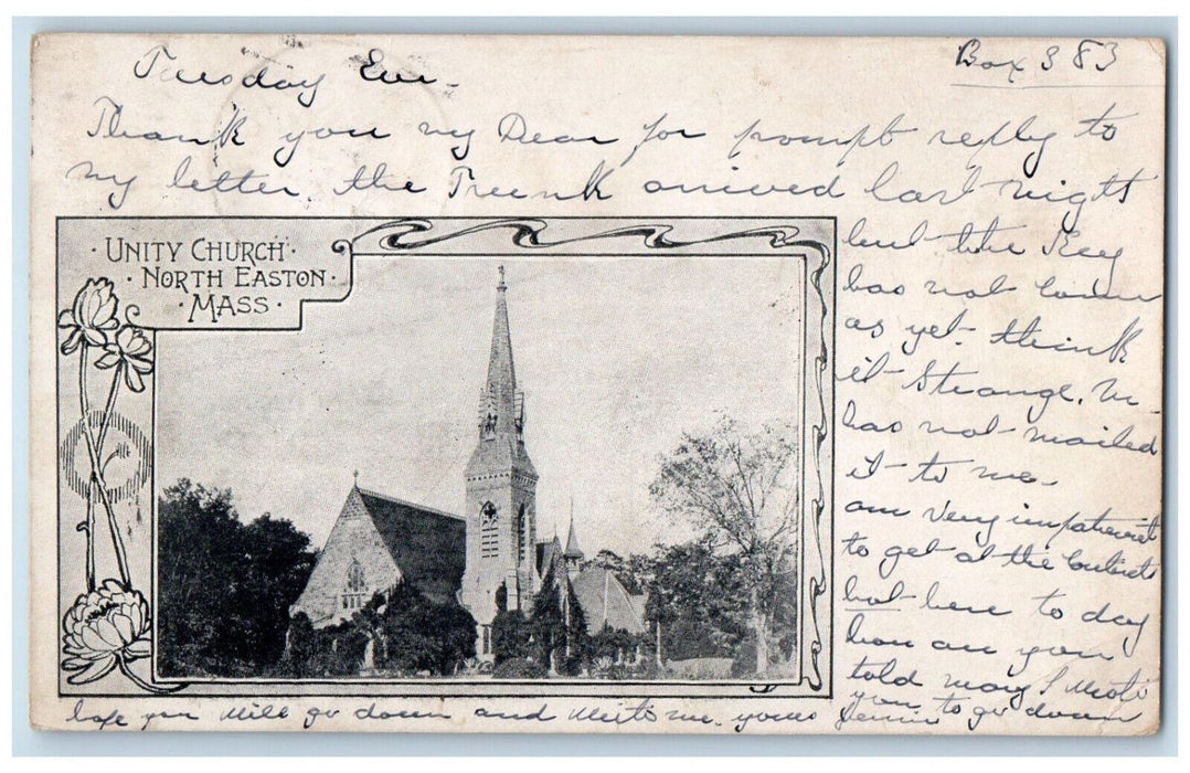 1904 View Of Unity Church North Easton Massachusetts MA Antique Postcard