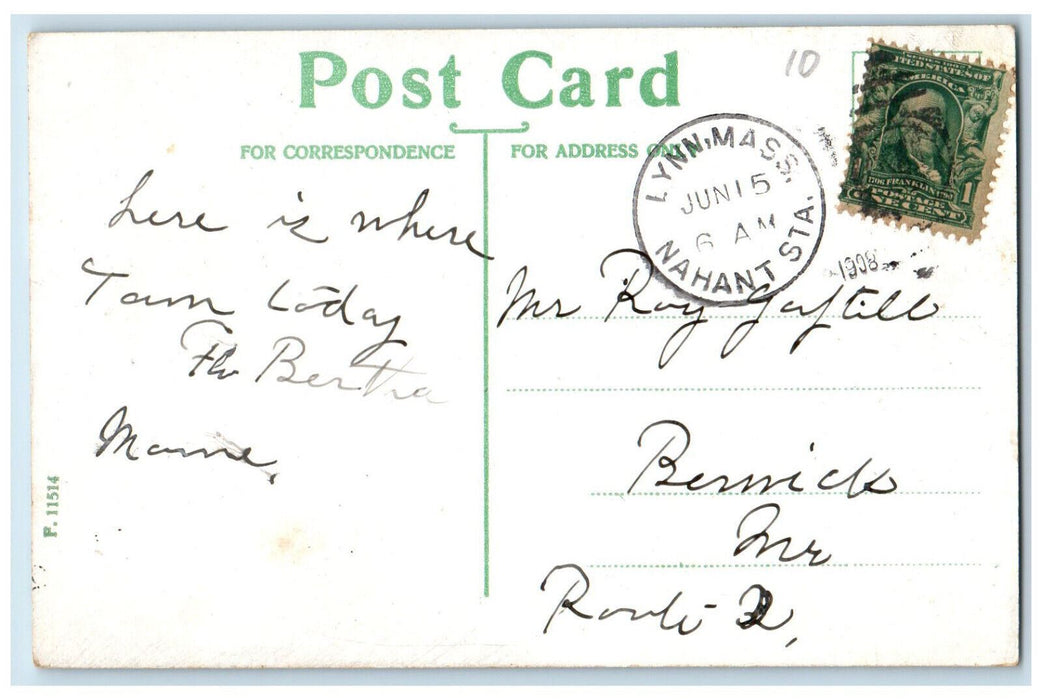 1908 Rocks At Bass Point Nahant Massachusetts MA, Sailboat View Antique Postcard