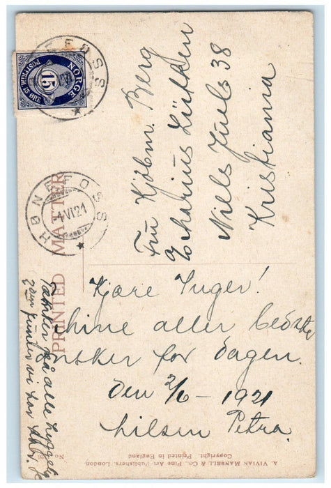 c1910's Pretty Little Girl Big Hat Honefoss Norway Posted Antique Postcard