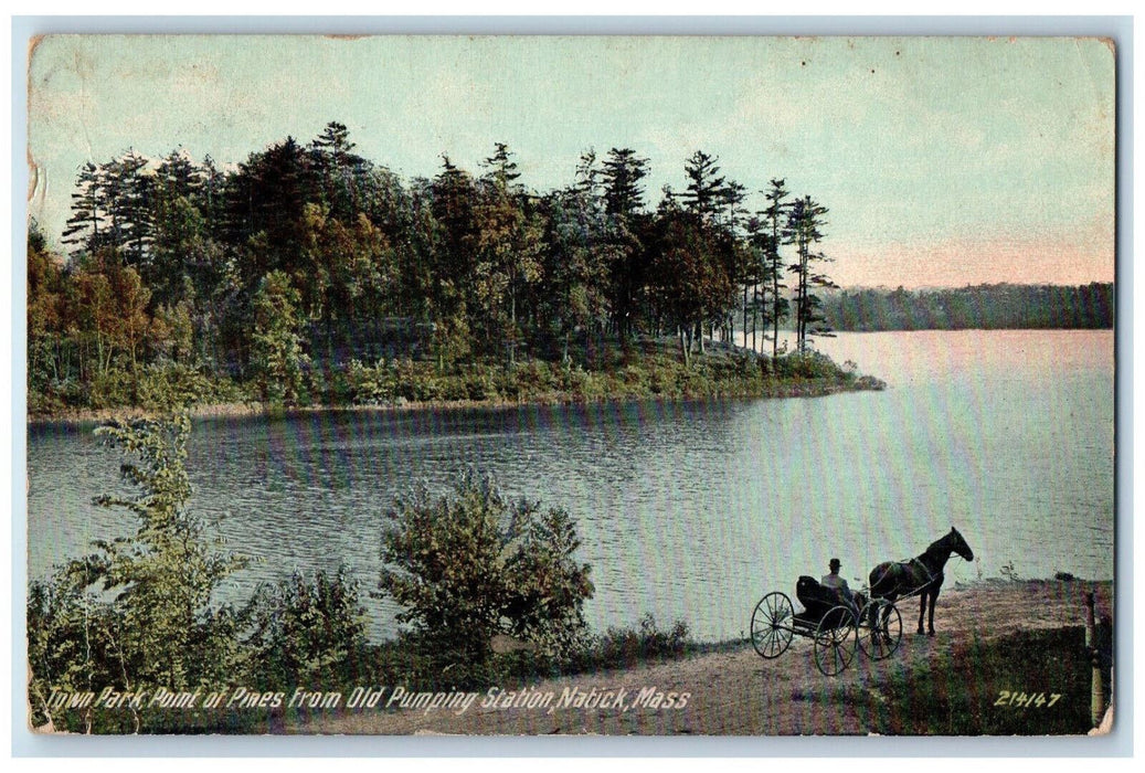 1912 Town Park Point Pines Old Pumping Station Natick Massachusetts MA Postcard