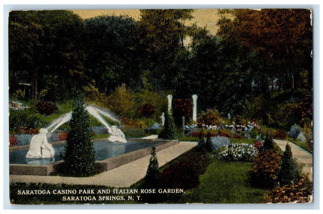 Saratoga Casino Park & Italian Rose Garden Saratoga Springs New York NY Postcard