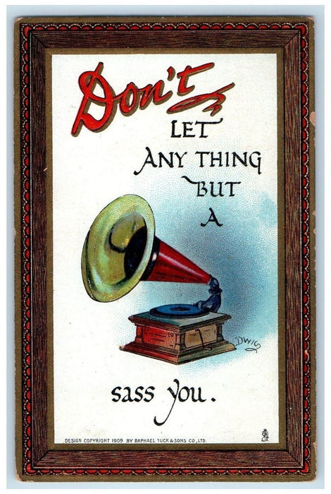 1910 Phonograph Embossed Dwig Tuck's Cherry Valley NY Posted Antique Postcard