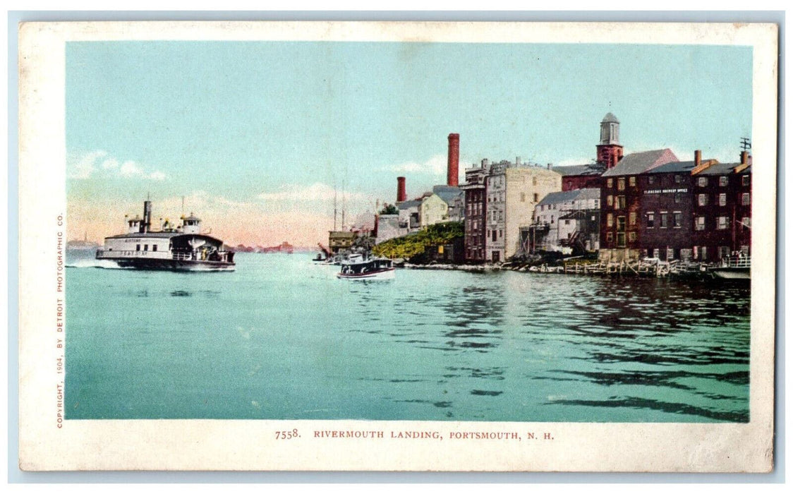 Rivermouth Landing Portsmouth New Hampshire NH, Ship Boat Scene Antique Postcard