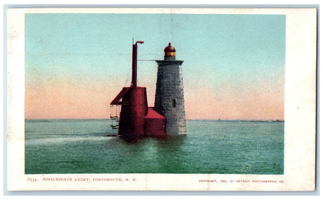 View Of Whalesback Lighthouse Portsmouth New Hampshire NH Antique Postcard