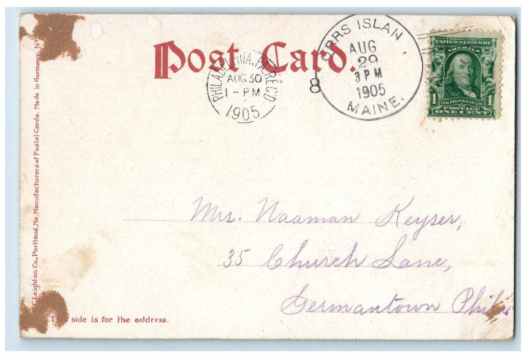 1905 Greetings From Casco Bay Maine ME, Orrs Island Bridge Antique Postcard