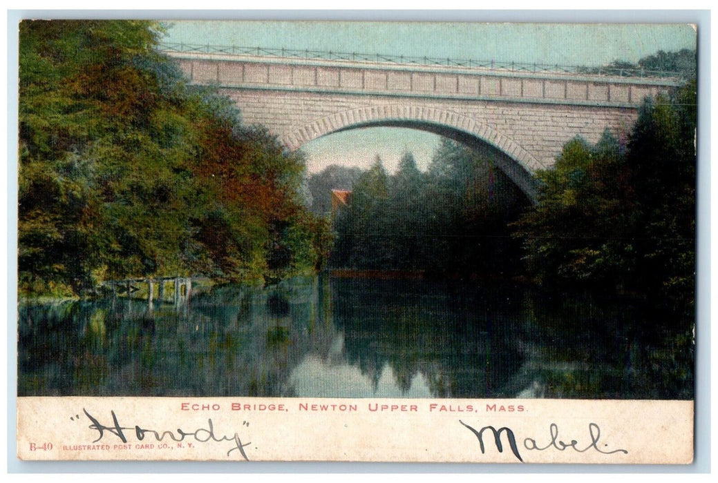 Echo Bridge Newton Upper Falls Massachusetts MA, Nature Scene Antique Postcard