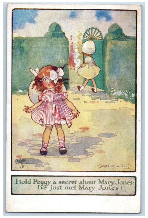 1923 Children Mary Jones Peggy Secret Agnes Richardson Oilette Tuck's Postcard