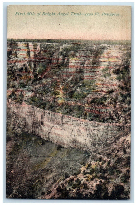 1919 First Mile Of Bright Angel Trail Mountain Grand Canyon Arizona AZ Postcard