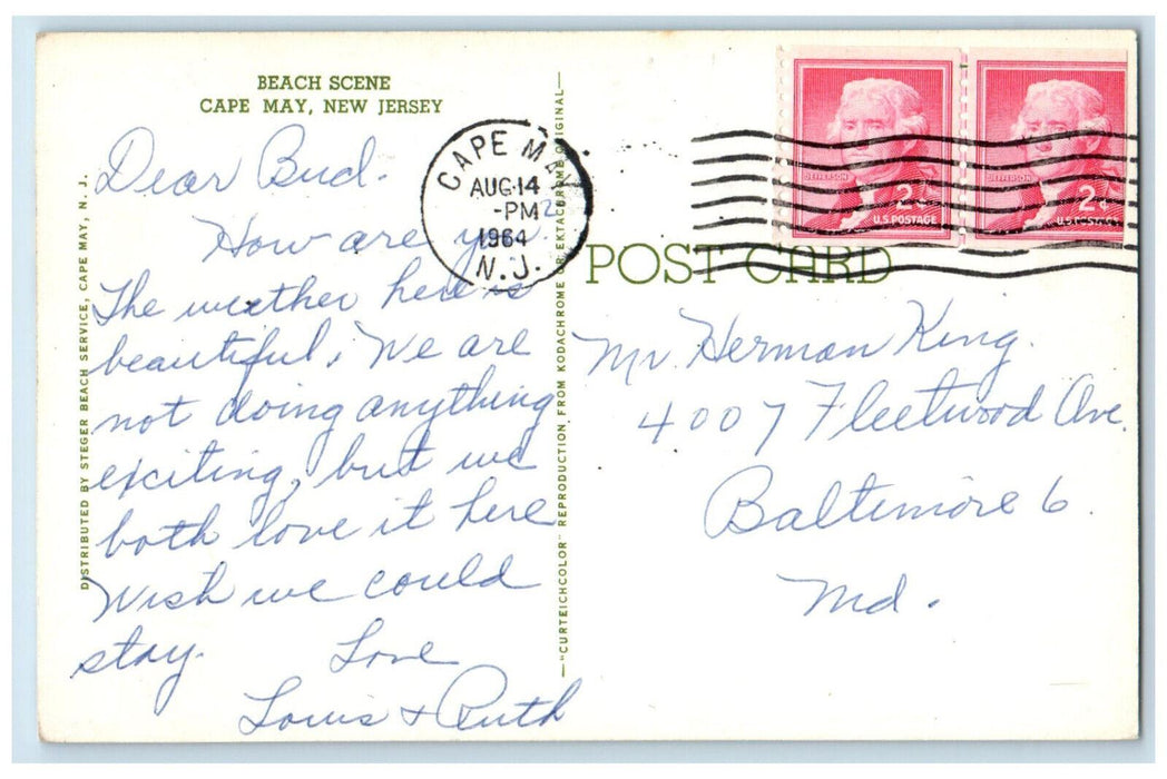 1964 Sun Bathing Beach Scene Cape May New Jersey NJ Vintage Posted Postcard