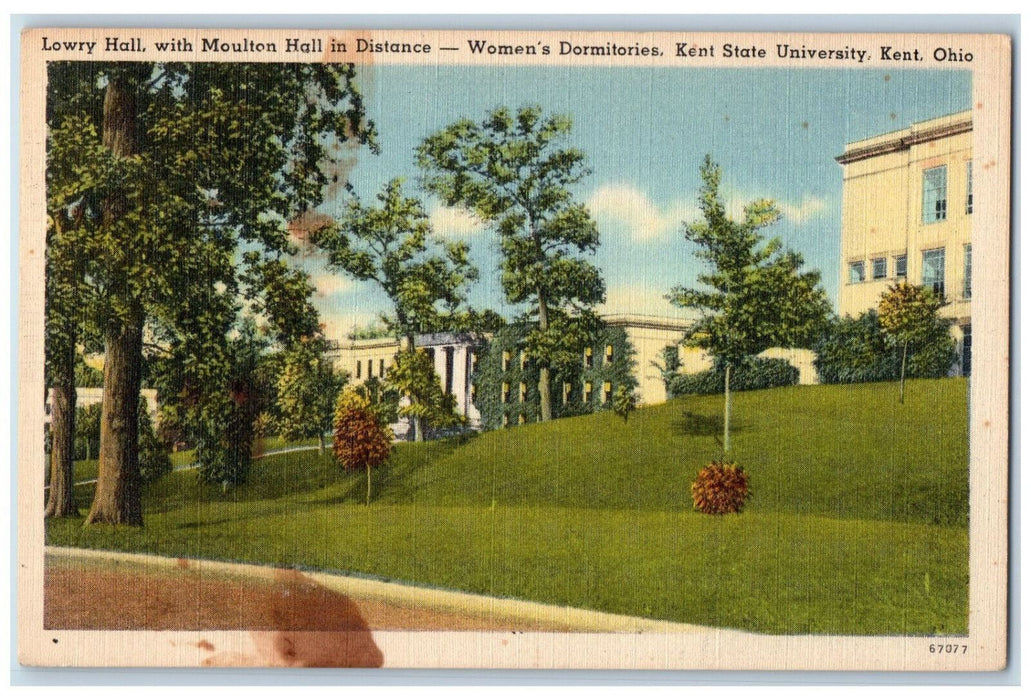 1953 Lowry Hall Women's Dormitories Kent State University OH Postcard