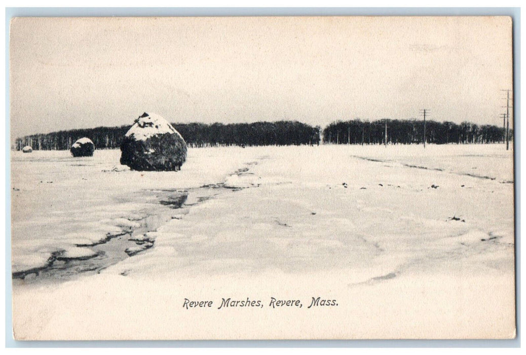 Revere Marshes Revere Massachusetts MA Winter Scene Antique Unposted Postcard