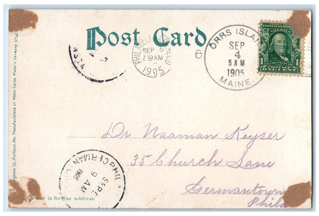 1905 New Meadows Inn Motel West Bath Maine ME, Boat River Scene Postcard