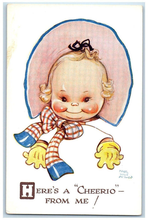 c1910's Toddler Plaid Ribbon Mabel Lucie Attwell Unposted Antique Postcard