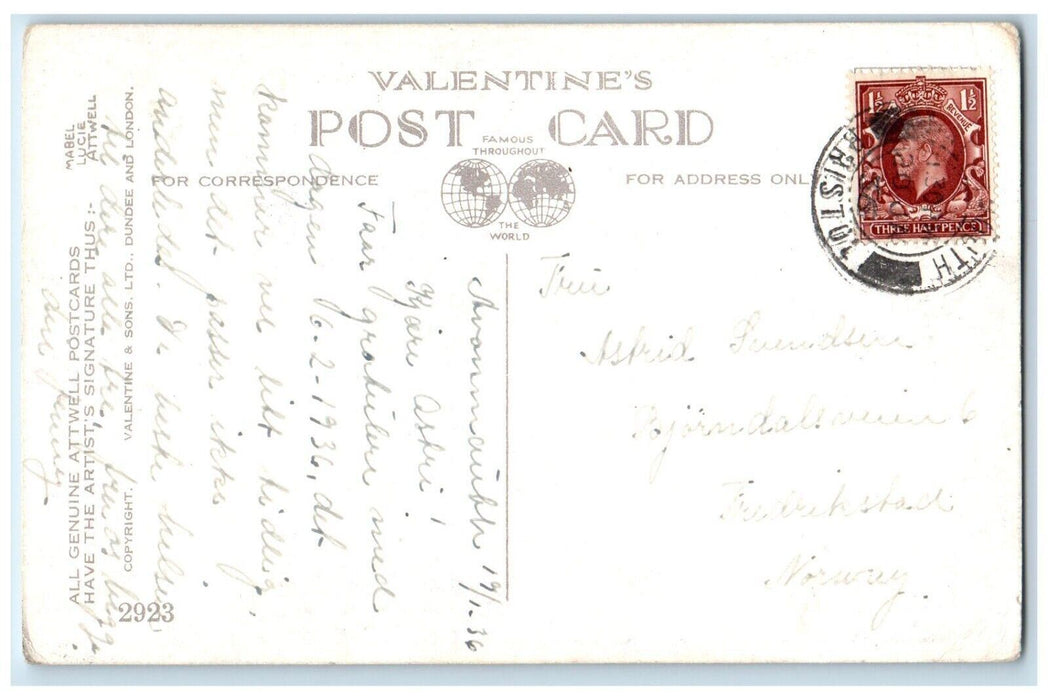 1936 Little Boy Bath Scarf Comb Mabel Lucie Attwell Posted Antique Postcard