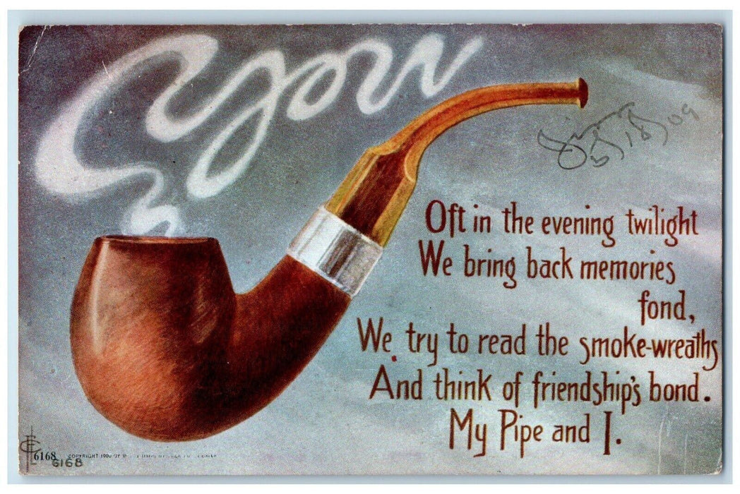 c1910's Pipe Cigarette Smoke Chicago Illinois IL Posted Antique Postcard