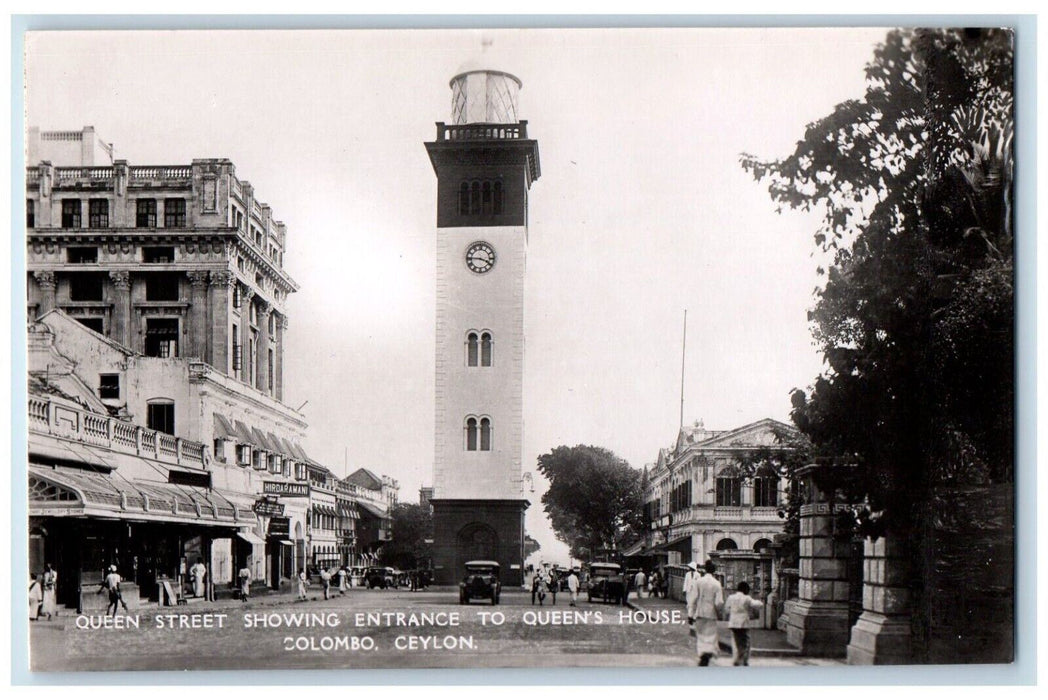 c1930's Queen Street House Entrance Colombo Ceylon Sri Lanka RPPC Photo Postcard