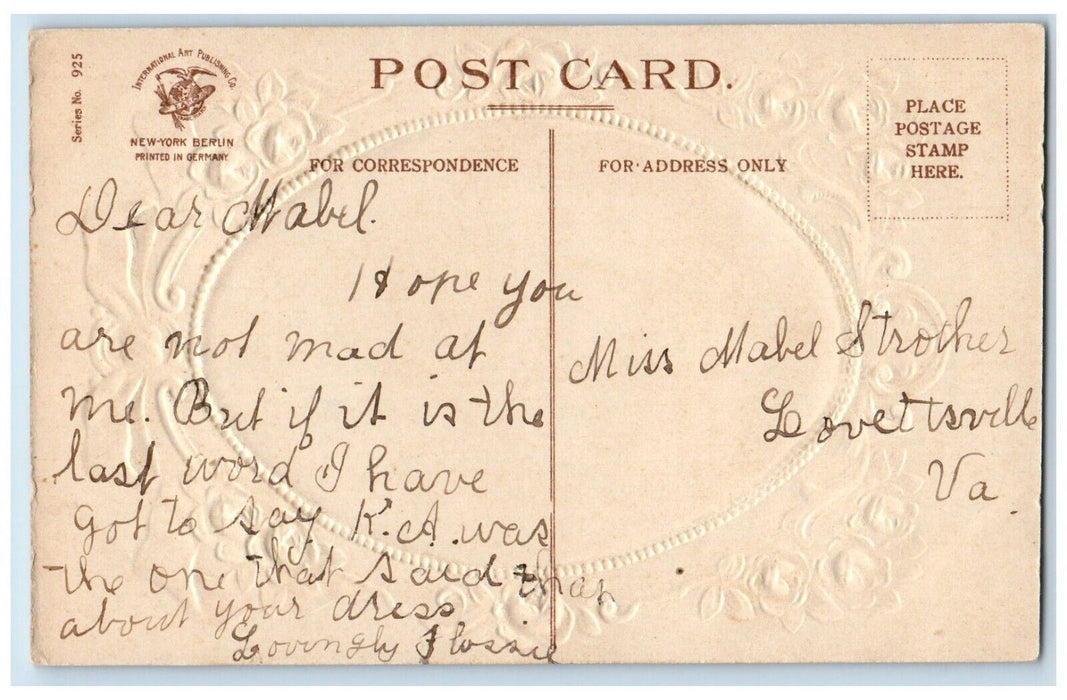 c1910's Happy Returns Day Little Girl Eating Clapsaddle Embossed Posted Postcard