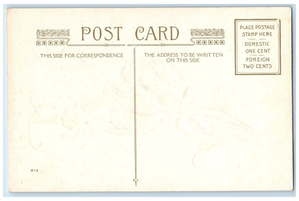 c1910's Golden Memories Angel Butterfly Wings In Tulip Flowers Embossed Postcard