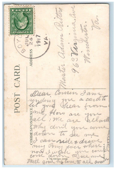 1917 Army Military Soldier Cannon Sea View Boyce Virginia VA Antique Postcard
