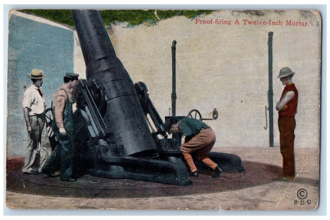 Proof Firing At Twelve Inch Mortar Installed In United State Sea Cost Postcard
