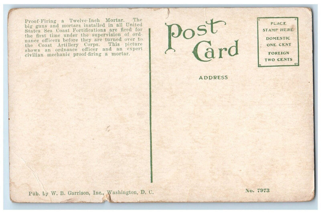 Proof Firing At Twelve Inch Mortar Installed In United State Sea Cost Postcard