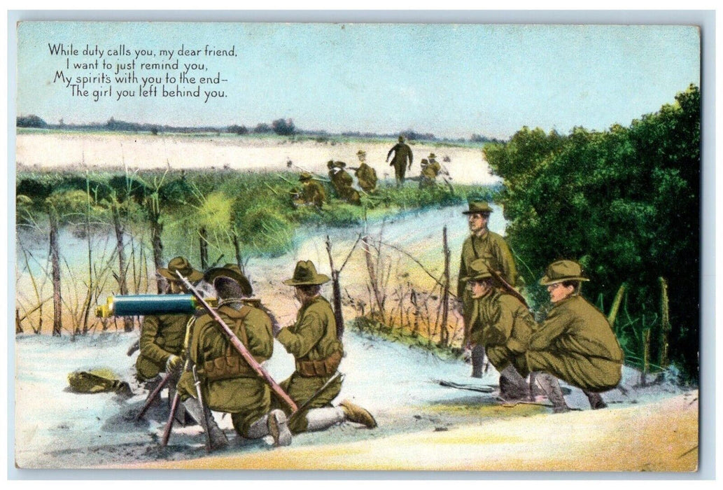 c1910's Military Soldier Machine Gun On Field Unposted Antique Postcard