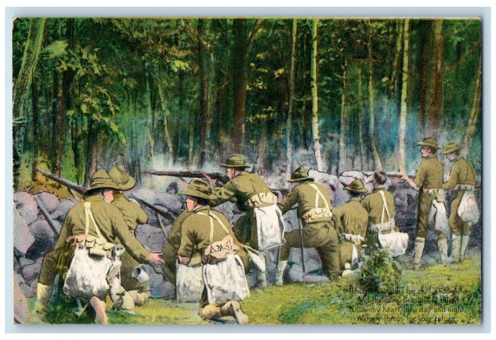 c1910's Military Soldier Firing Gun At The Forest Unposted Antique Postcard