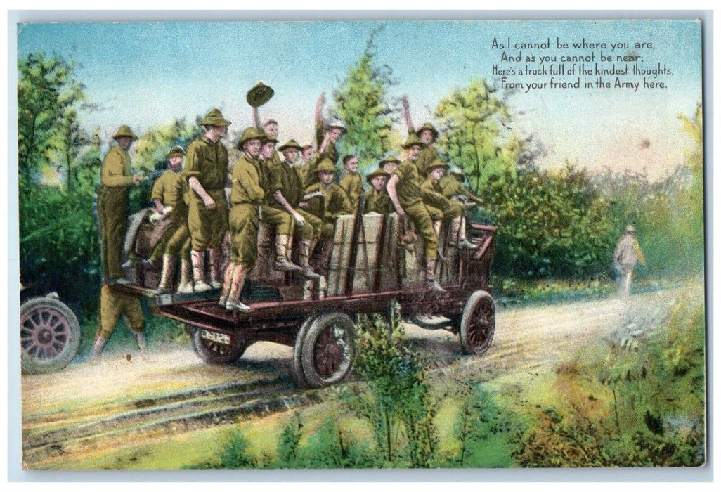 c1910's Army Military Soldier Leaving Dirt Road Unposted Antique Postcard