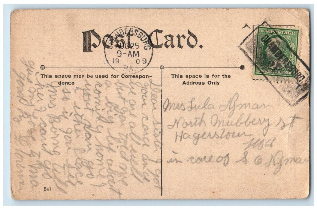 1909 The Wedding Trip Car Riding Cupid Chambersburg PA Posted Antique Postcard