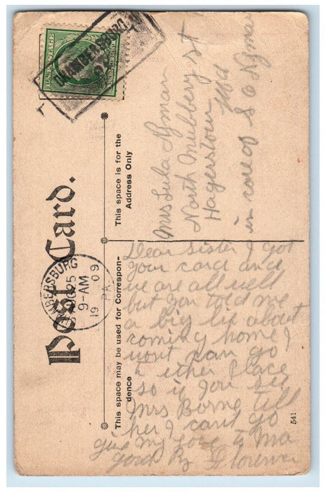 1909 The Wedding Trip Car Riding Cupid Chambersburg PA Posted Antique Postcard