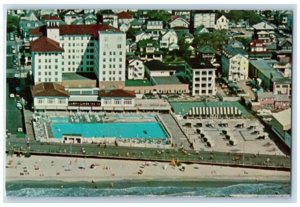 c1960 Aerial Birdseye View Flanders Swimming Pool Ocean City New Jersey Postcard