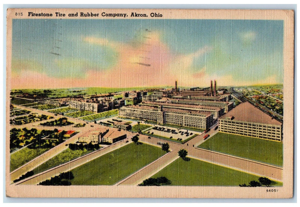 1945 Firestone Tire and Rubbery Company Akron Ohio OH Vintage Postcard