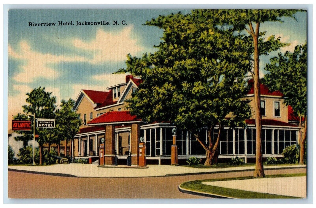 c1940 Riverview Hotel Exterior Building Jacksonville North Carolina NC Postcard