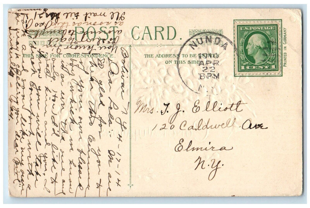 1914 Congratulations White Flowers John Winsch Artist Signed Embossed Postcard